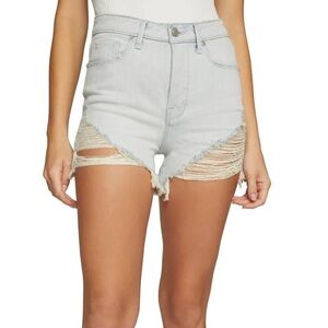 Light Blue Distressed Denim Shorts
